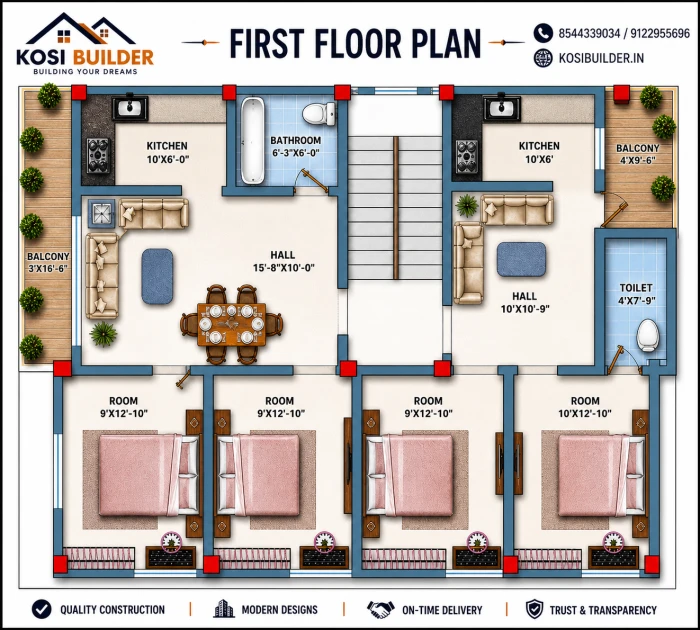 35x43 House Map East Facing